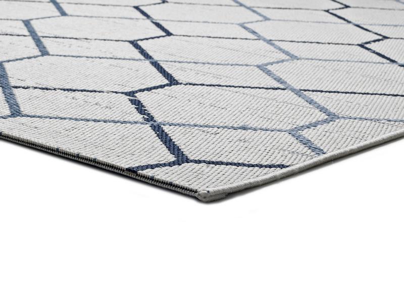Alfombra Elba de Exterior 47273 | Blanca con Rombos Azules