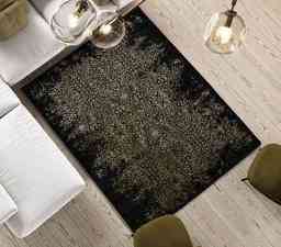ALFOMBRA NEGRA CON ARABESCOS EN ORO