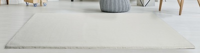 ALFOMBRA LAVABLE DE PELO LARGO LISO BLANCO