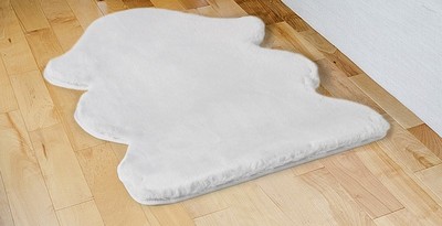ALFOMBRA LAVABLE DE PELO LARGO LISO BLANCO
