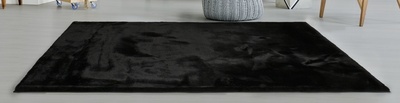 ALFOMBRA LAVABLE DE PELO LARGO LISO NEGRO