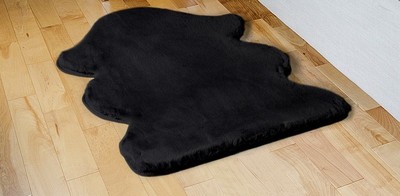ALFOMBRA LAVABLE DE PELO LARGO LISO NEGRO