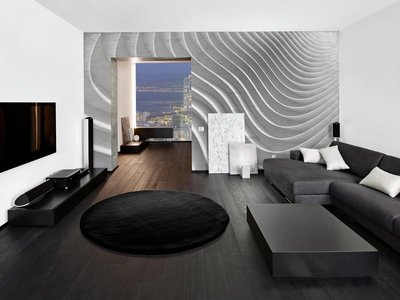 ALFOMBRA LAVABLE DE PELO LARGO LISO NEGRO