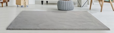 ALFOMBRA LAVABLE DE PELO LARGO LISO PLATA