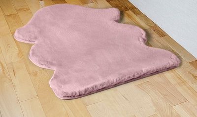 ALFOMBRA LAVABLE DE PELO LARGO LISO ROSA