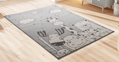 ALFOMBRA INFANTIL ANIMALES 40268 GRIS