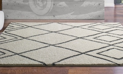 ALFOMBRA ÉTNICA DE PELO LARGO 8637 BLANCO