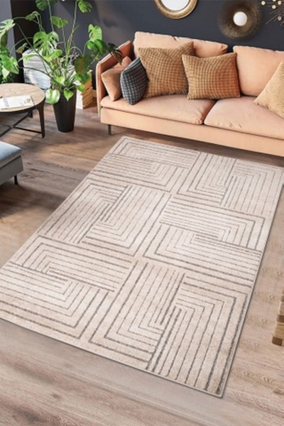 ALFOMBRA GEOMÉTRICA EN RELIEVE 2888 BEIGE