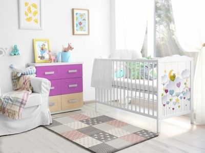 ALFOMBRA INFANTIL CUADROS GRIS Y ROSA 22725
