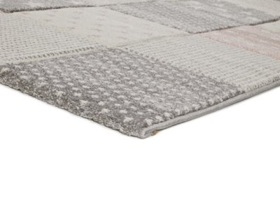 ALFOMBRA INFANTIL CUADROS GRIS Y ROSA 22725