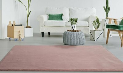 ALFOMBRA LAVABLE DE PELO LARGO LISO ROSA
