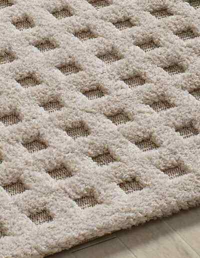 ALFOMBRA NÓRDICA DE CUADROS EN RELIEVE DIENA 40418 BLANCO
