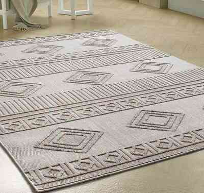 ALFOMBRA ÉTNICA EN RELIEVE 8921 BEIGE