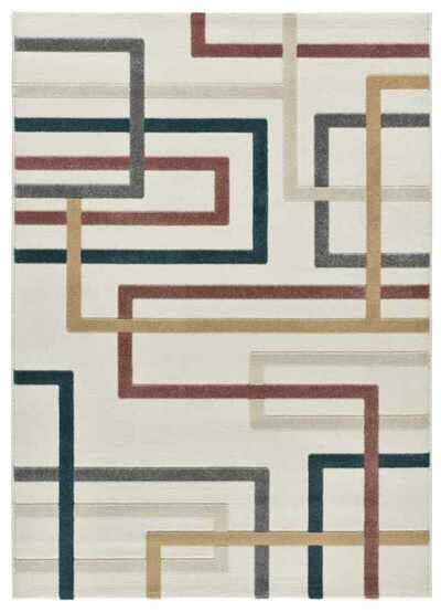 ALFOMBRA GEOMÉTRICA EN RELIEVE 12758 MULTICOLOR