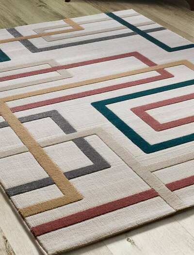 ALFOMBRA GEOMÉTRICA EN RELIEVE 12758 MULTICOLOR