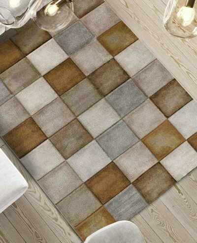 ALFOMBRA EFECTO DAMERO EN RELIEVE 22605 CALDERA