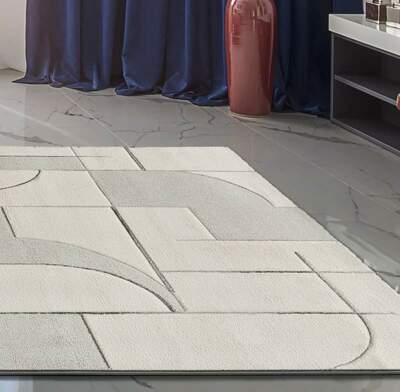 ALFOMBRA GEOMÉTRICA EN RELIEVE 40269 CREMA