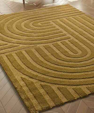 ALFOMBRA GEOMÉTRICA EN RELIEVE 59773 MOSTAZA