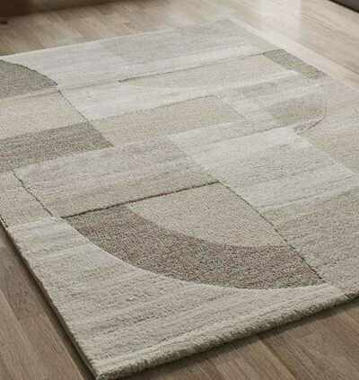 ALFOMBRA GEOMÉTRICA EN RELIEVE 2294 CREMA