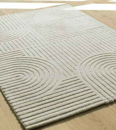ALFOMBRA GEOMÉTRICA EN RELIEVE 2293 CREMA