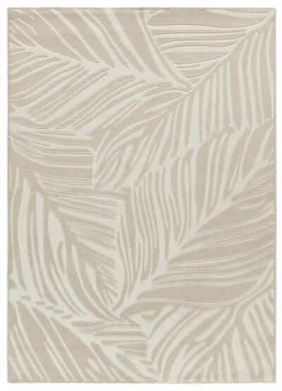 ALFOMBRA DE DISEÑO VEGETAL CON RELIEVE 12744 BLANCO.