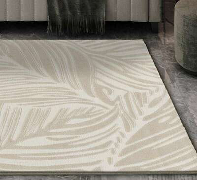 ALFOMBRA DE DISEÑO VEGETAL CON RELIEVE 12744 BLANCO.