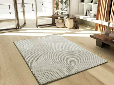 ALFOMBRA GEOMÉTRICA EN RELIEVE 2252 CREMA