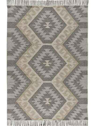 ALFOMBRA KILIM CON FLECOS CHANDIA 1076 GRIS