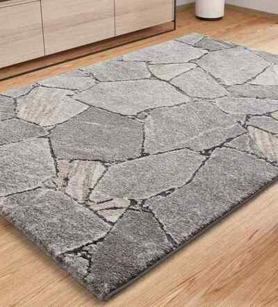 ALFOMBRA SHAGGY EFECTO MÁRMOL 9055 GRIS