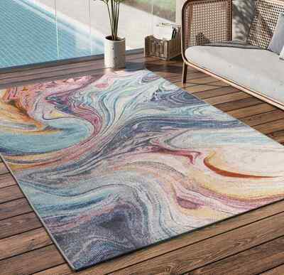 ALFOMBRA DE EXTERIOR ABSTRACTA 54572 MULTICOLOR