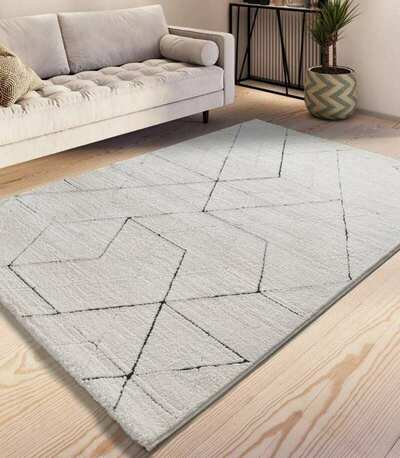 ALFOMBRA GEOMÉTRICA 2378 BLANCO Y NEGRO