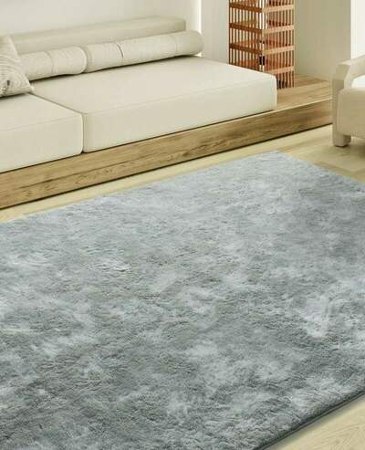 ALFOMBRA GRIS PLATA DE PELO LARGO ROMA (antideslizante)
