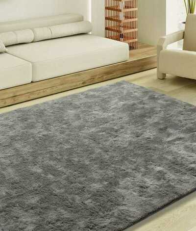 ALFOMBRA GRIS ANTRACITA DE PELO LARGO ROMA (antideslizante)