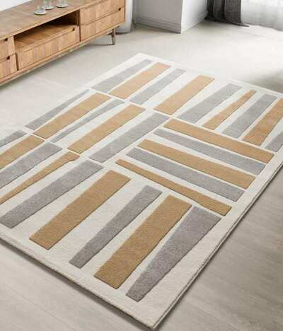ALFOMBRA GEOMÉTRICA EN RELIEVE 12967 GRIS PLATA
