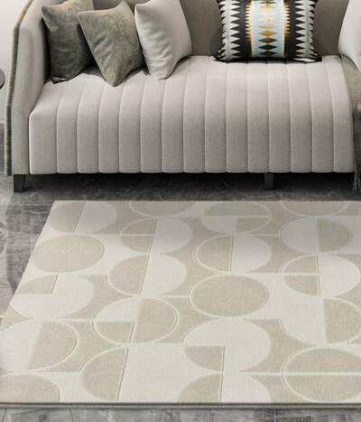 ALFOMBRA GEOMÉTRICA EN RELIEVE 12844 BLANCO