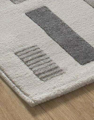 ALFOMBRA GEOMÉTRICA EN RELIEVE 12955 GRIS PLATA