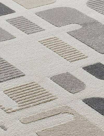 ALFOMBRA GEOMÉTRICA EN RELIEVE 12955 GRIS PLATA