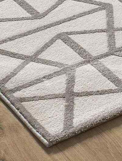 ALFOMBRA GEOMÉTRICA EN RELIEVE 12937 GRIS PLATA