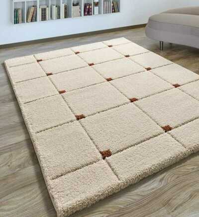 ALFOMBRA DE PELO LARGO EN RELIEVE 8830 BLANCO