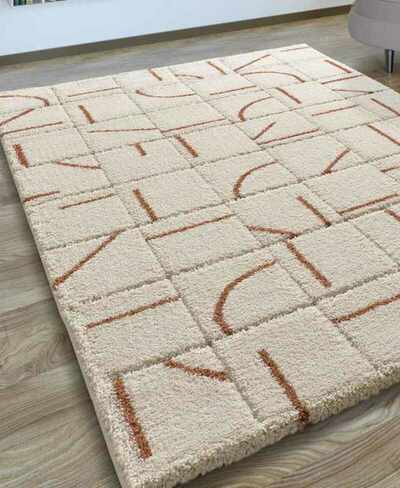 ALFOMBRA DE PELO LARGO EN RELIEVE 8832 BLANCO