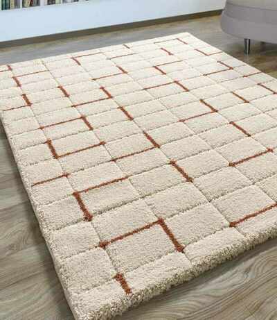 ALFOMBRA DE PELO LARGO EN RELIEVE 8834 BLANCO