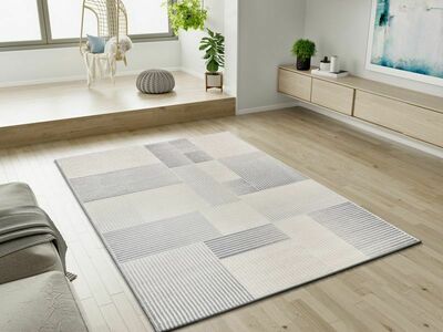 ALFOMBRA GEOMÉTRICA CON RELIEVE 12943 GRIS