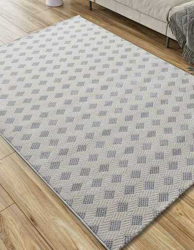 ALFOMBRA GEOMÉTRICA CON RELIEVE 12951 GRIS PLATA