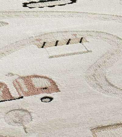 ALFOMBRA INFANTIL CARRETERAS Y TRACTORES 2346 BEIGE