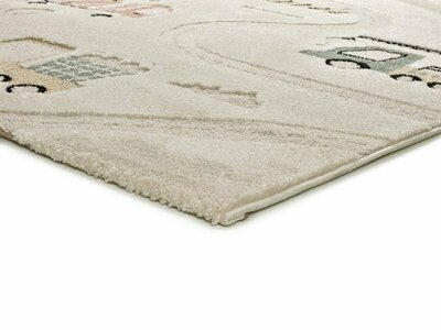 ALFOMBRA INFANTIL CARRETERAS Y TRACTORES 2346 BEIGE