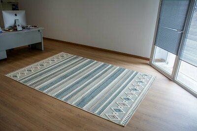 ALFOMBRA ÉTNICA DE ALGODÓN 186 AZUL