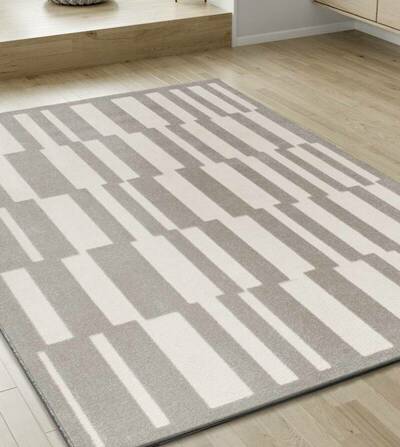 ALFOMBRA GEOMÉTRICA CON RELIEVE 12940 GRIS