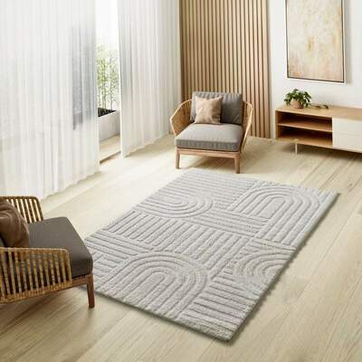 ALFOMBRA NÓRDICA EN RELIEVE 54406 BLANCO