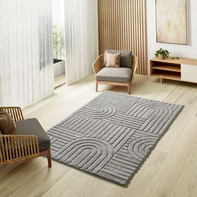 ALFOMBRA NÓRDICA EN RELIEVE 54406 GRIS PLATA