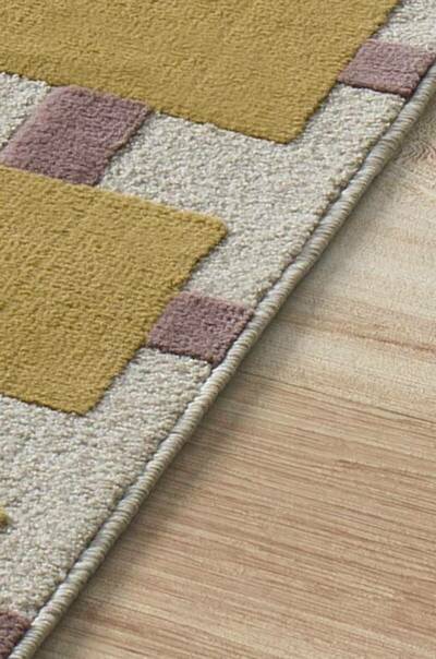 ALFOMBRA GEOMÉTRICA 25403 MOSTAZA